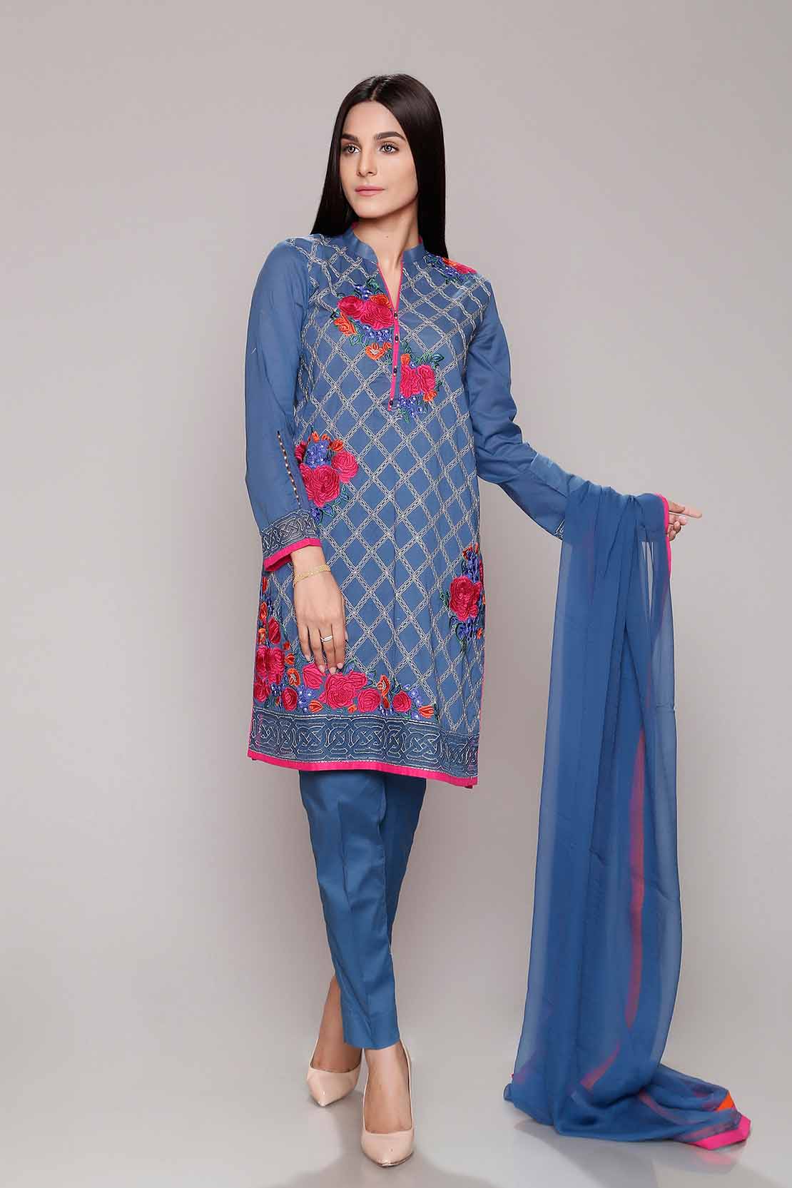 Chinyere Lawn Summer Prints Vol 2 Stitched 3 Piece Suit Exotic in Blue