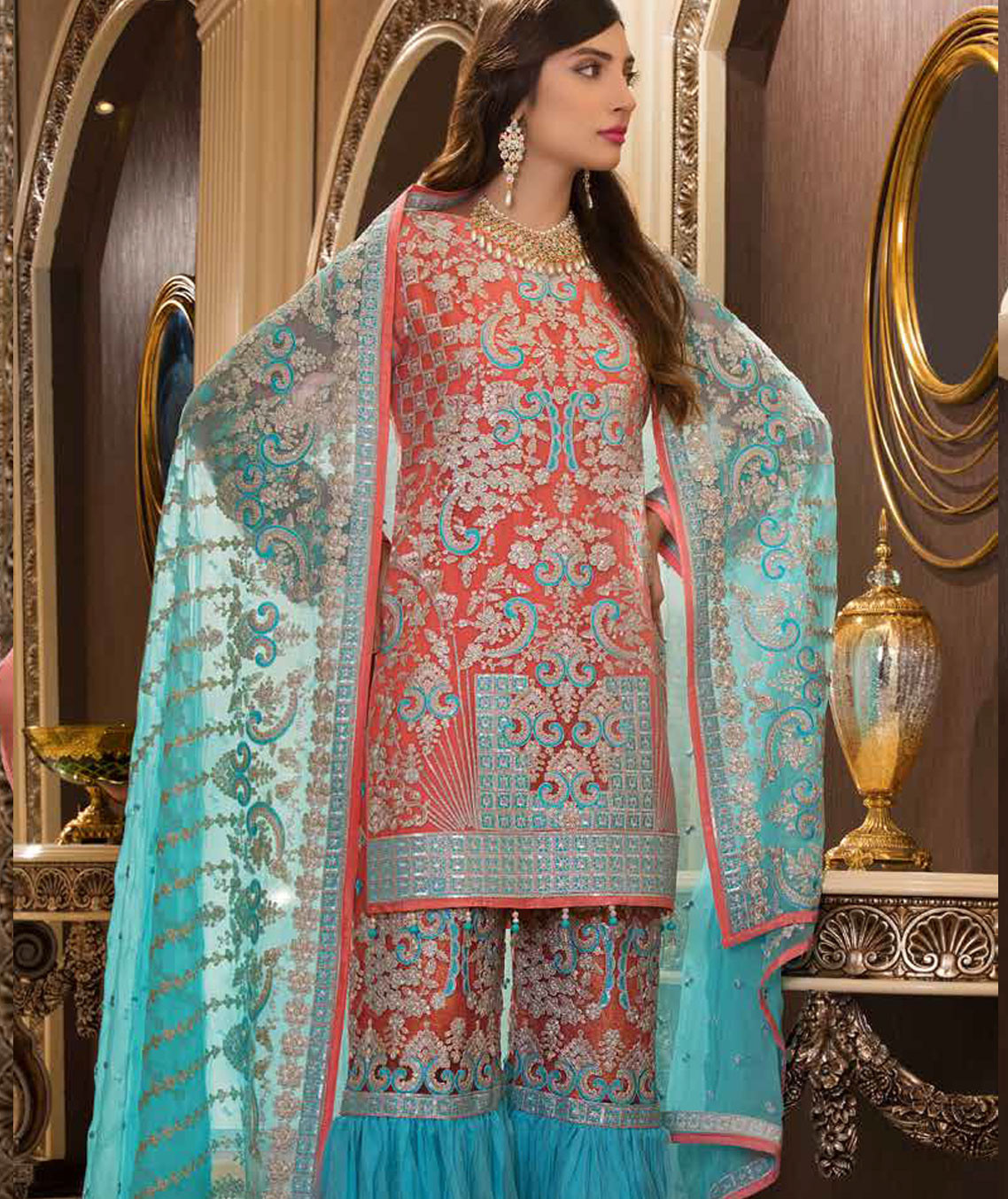 Freesia By Maryum N Maria Embroidered Chiffon Unstitched 3 Piece Suit Mnm18ec 08 Luxury Collection Lawncollection Pk