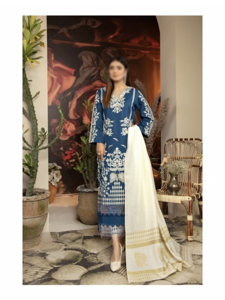 MARJJAN Dyed Self Wool Embroidered Collection Vol 3 D-MDS-015 Blue