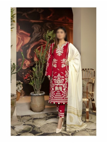 MARJJAN Dyed Self Wool Embroidered Collection Vol 3 D-MDS-015 Red