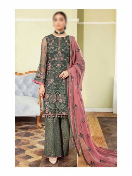 Flossie Safeera Embroidered Chiffon Collection Vol 09 D-03 Smoke Pine