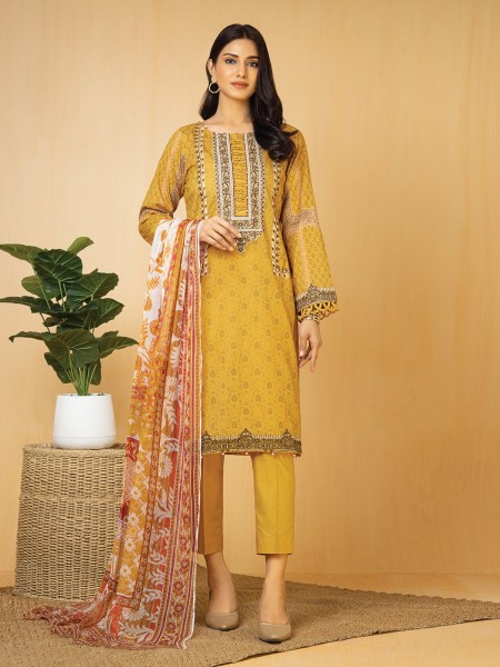 Edenrobe Women Unstitched Nayab Collection - EWU22V1-23575 Unstitched Golden Embroidered Lawn 3 Piece