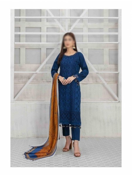 Saiqa Stitched Lawn Schiffli Embroidered Dupatta Collection By Tawakkal Fabrics D-7423