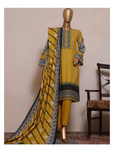 Bin Saeed Printed Embroidered Khaddar Collection 2022 KF 0022