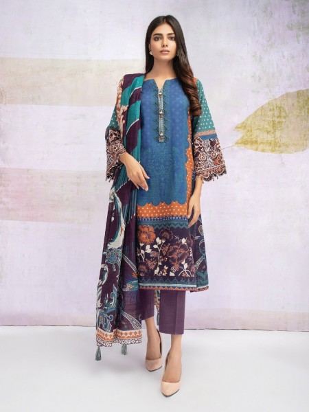 Edenrobe Women Unstitched Talaash Collection - EWU21V11-21748 Unstitched Multi Embroidered Viscose 3 Piece