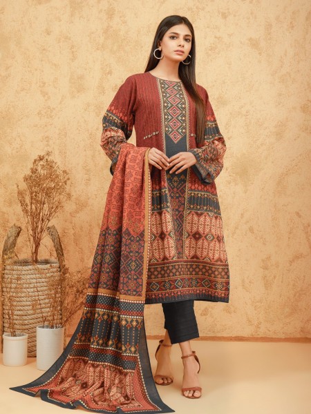 Edenrobe Women Unstitched Talaash Collection - EWU21V11-21753 Unstitched Rust Embroidered Viscose 3 Piece