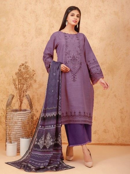 Edenrobe Women Unstitched Talaash Collection - EWU21V8-21815 Unstitched Mauve Embroidered Cotail 3 Piece