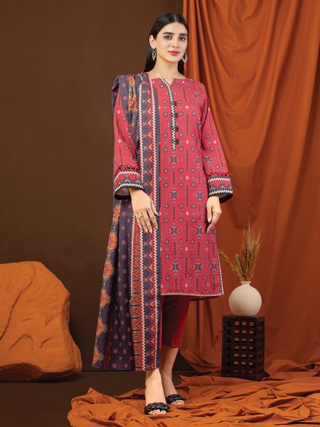 Ace Merak A-WU3PWK22-439 Unstitched Red Printed Khaddar 3 Piece