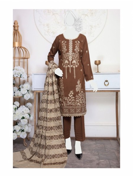 Amna Khadija Mahi Peach Embroidered Wool Collection ME 01