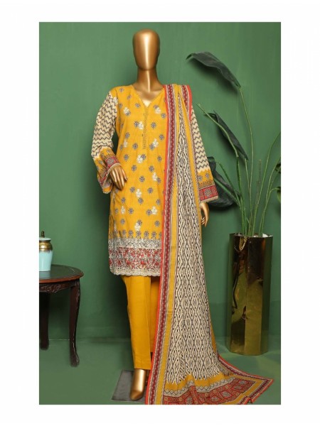 Bin Saeed Printed Embroidered Khaddar Collection 2022 KF 0028 emb