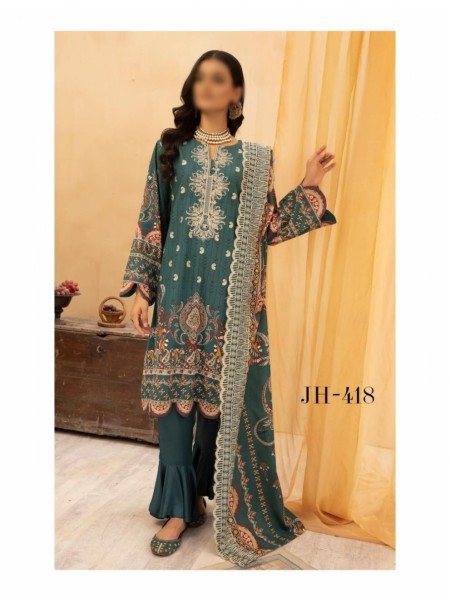 Johra Orchid Embroidered Printed Khaddar Collection JH 418