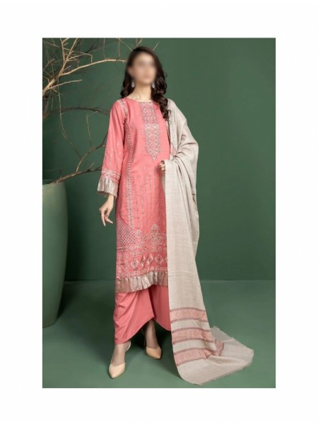 Marjjan Dyed Self Wool Collection with Self Weaved Wool Shawl MDS-52 PINK