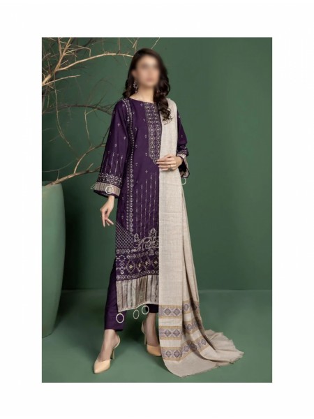 Marjjan Dyed Self Wool Collection with Self Weaved Wool Shawl MDS-52 PLUM
