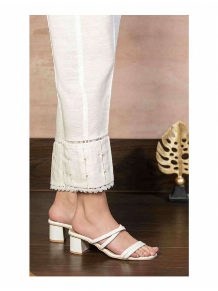 Miassa Stitched Khaddar Trouser Vol 2 By Tawakkal Fabrics D 1182 B - WHITE