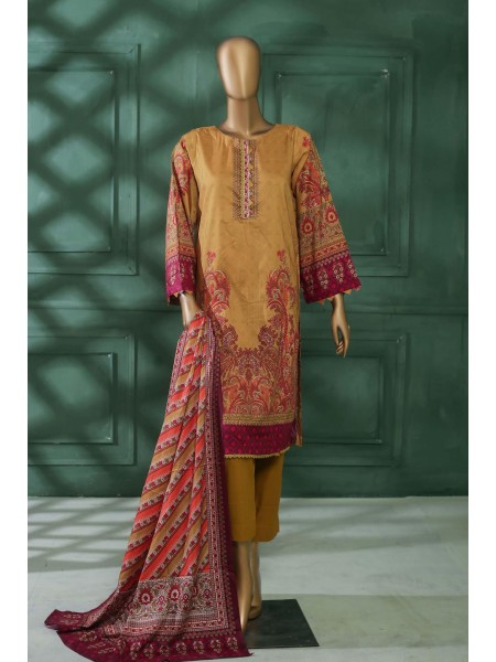 Bin Saeed Stitched 3 Piece Printed Linen Collection2022-LIN-4918-Mustard