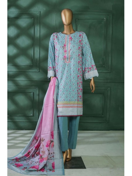 Bin Saeed Stitched 3 Piece Printed Linen Collection2022-LIN-5624-Ferozi