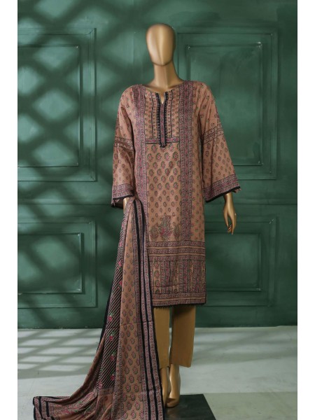 Bin Saeed Stitched 3 Piece Printed Linen Collection2022-LIN-5957-Brown