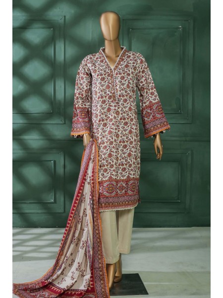 Bin Saeed Stitched 3 Piece Printed Linen Collection2022-LIN-5961-Off White