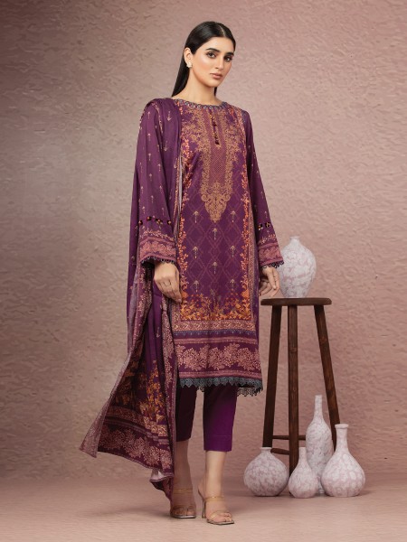 ACE A-WU3PWV22-522 Unstitched Pink Printed Viscose 3 Piece