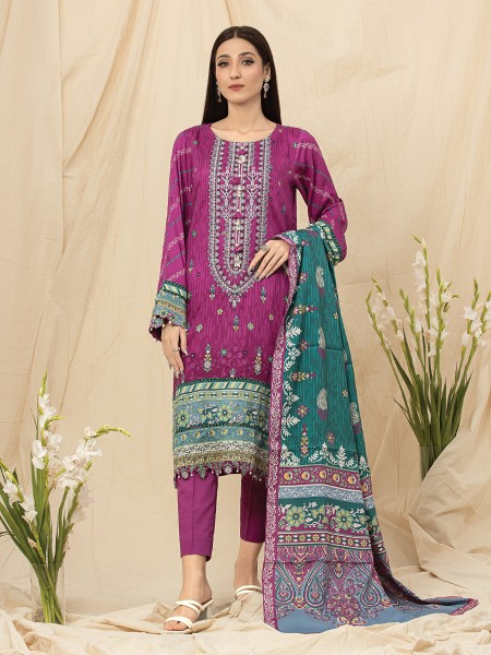 Ace Womens A-WU3PWV22-569 Unstitched Purple Embroidered Viscose 3 Piece