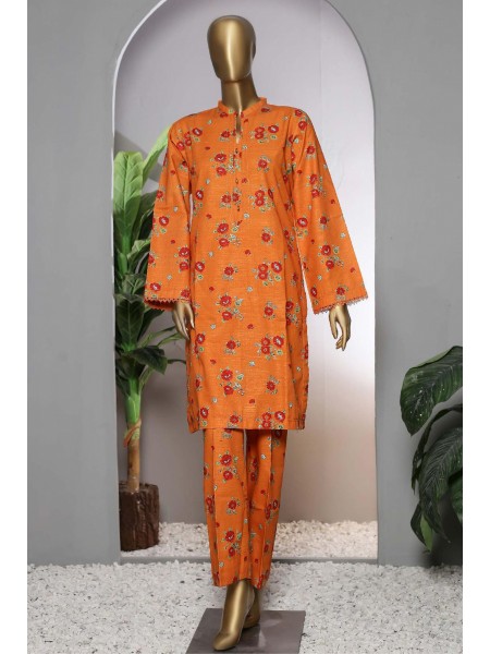 Janaan by Bin Saeed Stitched 2 Piece Printed Khaddar Collection 2022-KKF-035-Orange