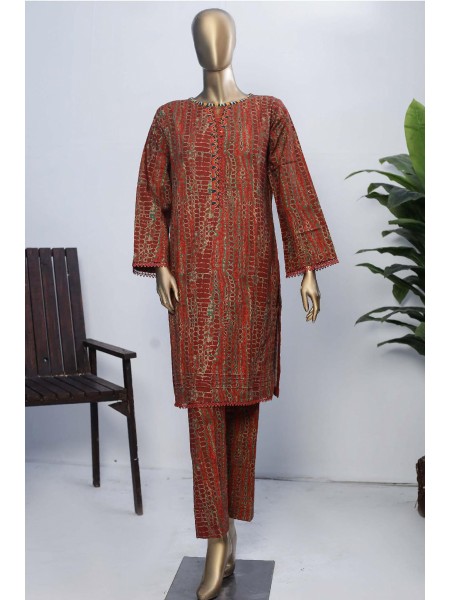 Janaan by Bin Saeed Stitched 2 Piece Printed Khaddar Collection 2022-KKF-056-Rust