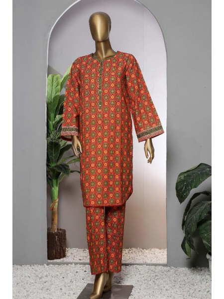 Janaan by Bin Saeed Stitched 2 Piece Printed Khaddar Collection 2022-KKF-062-Rust