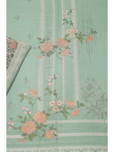 Millat Arts by Shomi Unstitched 3 Piece Embroidered Linen Collection 2023-D-1871-Mint Green