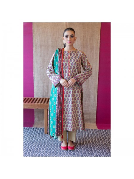 Orient Unstitched 3 piece suit for womenPrinted Khaddar Shirt Khaddar Pant and Khaddar Dupatta 361994684_PK-1811933710