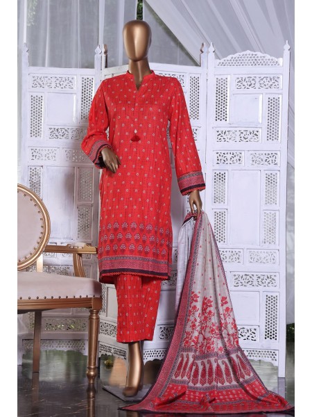 Sada Bahar Stitched 3 Piece Pret Printed Khaddar Collection 2022-KD-7112-Red