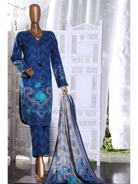 Sada Bahar Stitched 3 Piece Pret Printed Khaddar Collection 2022-KD-7118-Blue