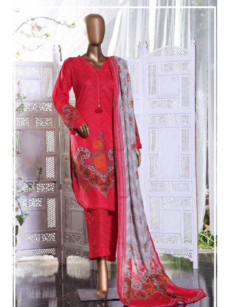 Sada Bahar Stitched 3 Piece Pret Printed Khaddar Collection 2022-KD-7120-Red