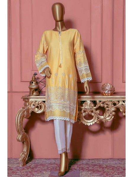 Sada Bahar Stitched Chikankari Dobby Self Cotton Kurti Collection 2022-DCK-13-Yellow