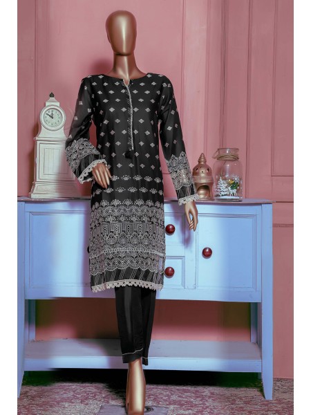 Sada Bahar Stitched Chikankari Dobby Self Cotton Kurti Collection 2022-DCK-19-Black