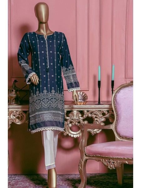 Sada Bahar Stitched Chikankari Dobby Self Cotton Kurti Collection 2022-DCK-22-Till Blue