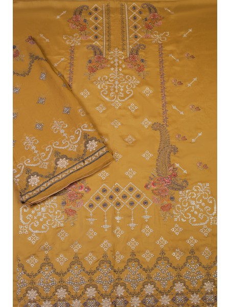 Soban Arts by Shomi Unstitched 3 Piece Embroidered Visoce Collection 2023-D-07-Mustard