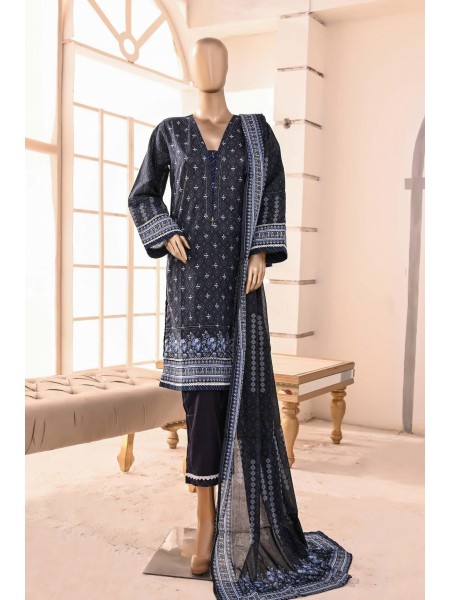 Mother Daughter by Suntex Fabrics Stitched 3 Piece Lawn Collection'2023-MO-04-Black
