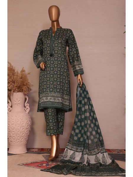 Sada Bahar Stitched 3 Piece Printed & Emb Lawn Collection'2023-DPR-55519-Green
