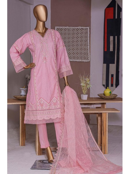 Bin Saeed Stitched 3 Piece Dhagga Kari Summer Collection'2023-ZDS-07-B-Pink