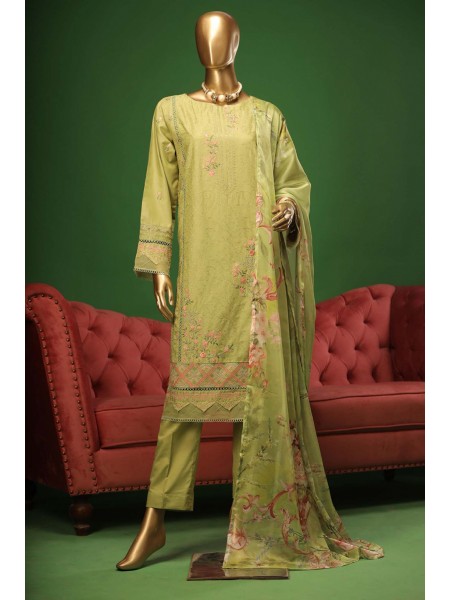 Bin Saeed Stitched 3 Piece Embroidered Cotton Kari Collection'2023-ZDS-012-Pista