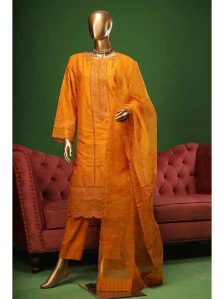 Bin Saeed Stitched 3 Piece Embroidered Cotton Kari Collection'2023-ZDS-02-A-Orange