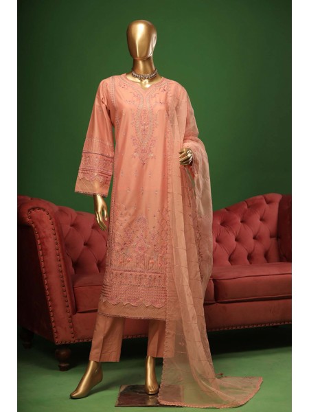 Bin Saeed Stitched 3 Piece Embroidered Cotton Kari Collection'2023-ZDS-06-A-T.Pink