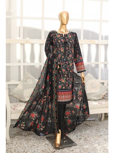Hz Unstitched 3 Piece Digital Printed Mother Collection'2023-MC-1010