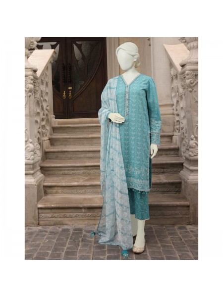 Junaid Jamshed Aqua Lawn 3 Piece Unstitched Suit for Women JLAWN_PK--23-119 Aquish