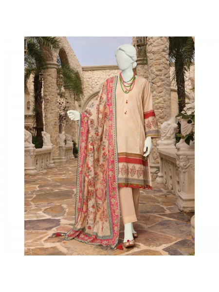 Junaid Jamshed Beige Lawn 3 Piece Unstitched Suit for Women JLAWN_PK--23-085 Riya