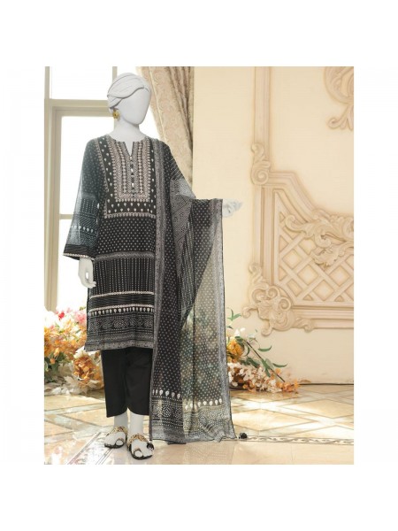 Junaid Jamshed Black Lawn 2 Piece Unstitched Suit for Women JLAWN_PK--JDS-23-1017 Ebony