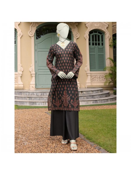 Junaid Jamshed Black Lawn 2 Piece Unstitched Suit for Women JLAWN_PK--JST-23-1625 Mehar