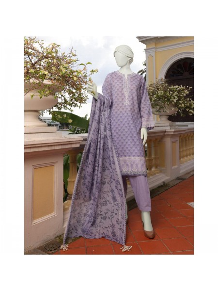 Junaid Jamshed Light Purple Lawn 3 Piece Unstitched Suit for Women JLAWN_PK--23-123 Leena