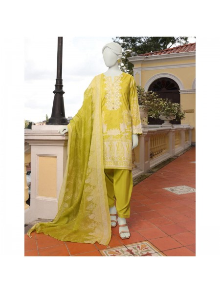 Junaid Jamshed Lime Green Lawn 3 Piece Unstitched Suit for Women JLAWN_PK--23-122 Miray