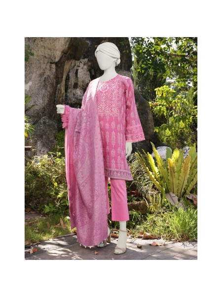 Junaid Jamshed Pink Lawn 2 Piece Unstitched Suit for Women JLAWN_PK--JDS-23-1037 Folk